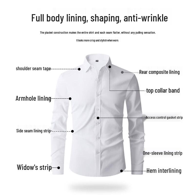 ROMON Men's Bamboo Fiber Blend Wrinkle-Resistant Long Sleeve Shirt