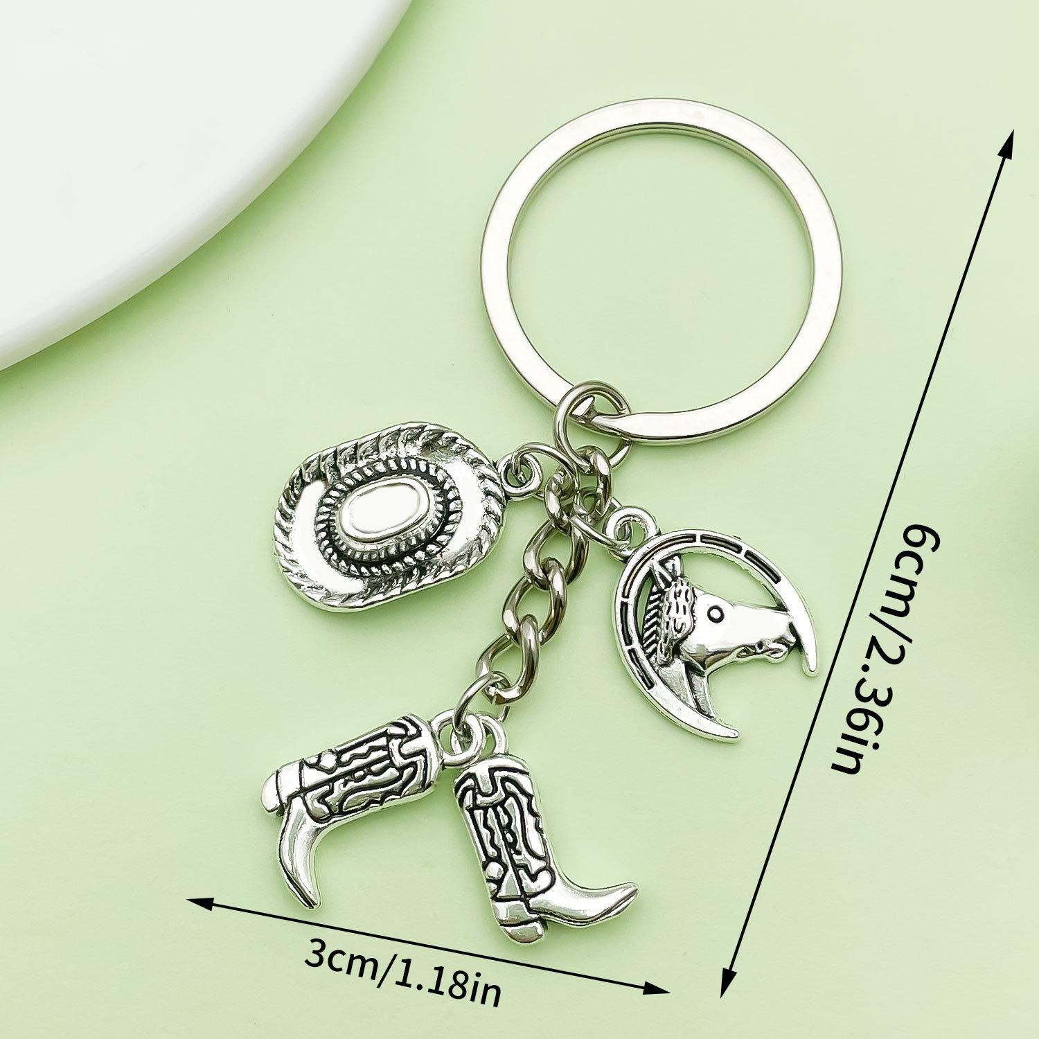 Western Cowboy Style Key Chain, Boots Cowboy Hat Horseshoe Pendant Key Chain, Holiday Gift