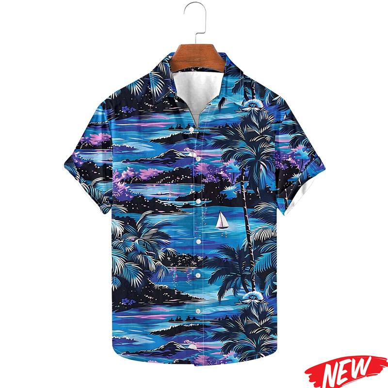 Hawaiian Flower Pattern Men Shirt 3d Printed Floral Summer Beach Short Sleeve Lapel Shirts Streetwear Button vacation Shirt