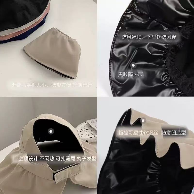 Vinyl Empty Top Sunscreen Fisherman Hat Children Spring and Summer New Outdoor Travel Anti-ultraviolet Face Cover Big Brim Sun Hat