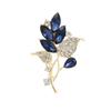 Blue Crystal Leaf Diamond Temperament Brooch, Light Luxury Niche Design Sense Suit Cheongsam Corsage Woman