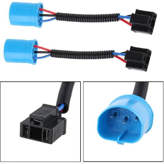 9007 Male To H4 Female Extension Conversion Harness Adapter 9007/H4 Conversion Wire For Hummer H2 Headlight (Blue)
