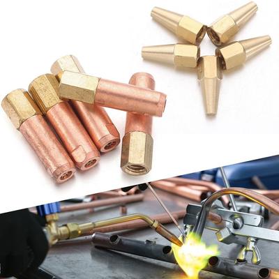 5Pcs/Set New H01-2 Gas Brazing Torch Nozzle Propane Acetylene Pure Copper Torch Tip 1# 2# 3# 4# 5# Cutting Oxygen Welding