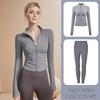 Women's Long Sleeve Sports Yoga Jacket - Stand Collar Cardigan for Running, Fitness, and Pilates