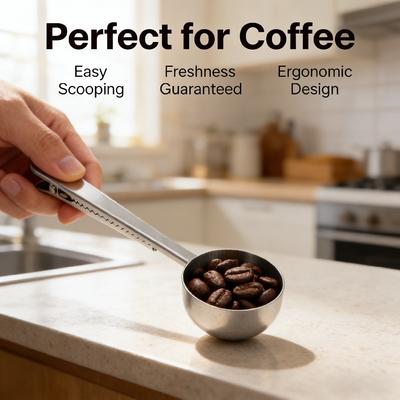 1/2/3Pcs Stainless Steel Coffee Scoop with Clip Ice Cream Dipper Seasoning Spoon for Baking Milk Powder Multi-functional