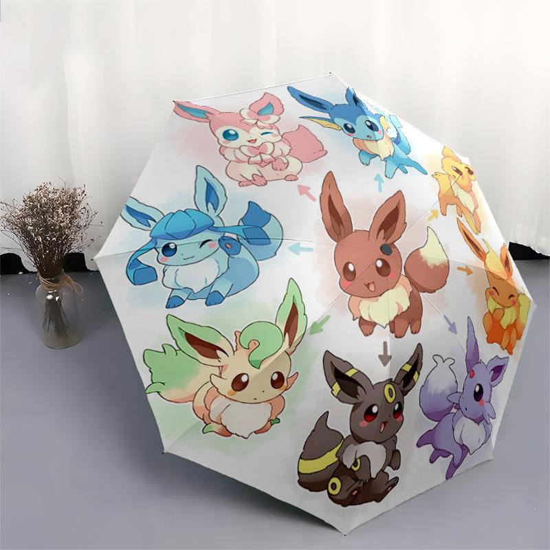 1pc Adorable Pokémon Cartoon Cartoon Practical Umbrella, Portable 3-Fold Compact Umbrella, Suitable for Camping, Hiking and Travel, Ideal Easter