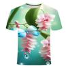 Summer New Beautiful Flower Pattern 3D Printed T-shirt Trendy Fashion and Versatile Short Sleeve for Primary and Secondary School Students