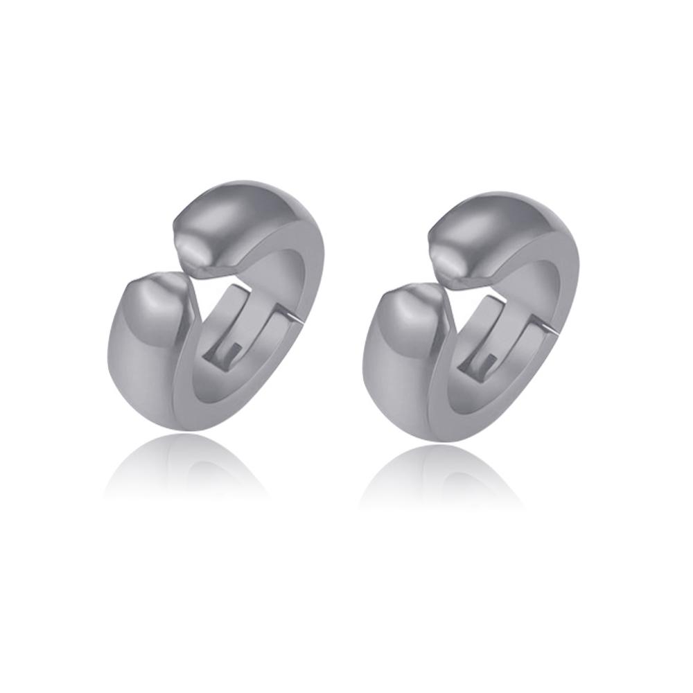 1 Pair Punk Titanium Steel Ear Clip/Ear Stud Earrings For Men Women Black Pierced/No Pierced Fake Ear Circle Pop Jewelry