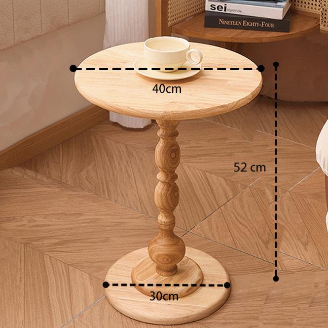 Retro Solid Wood Mini Coffee Table & Movable Side Table with Storage