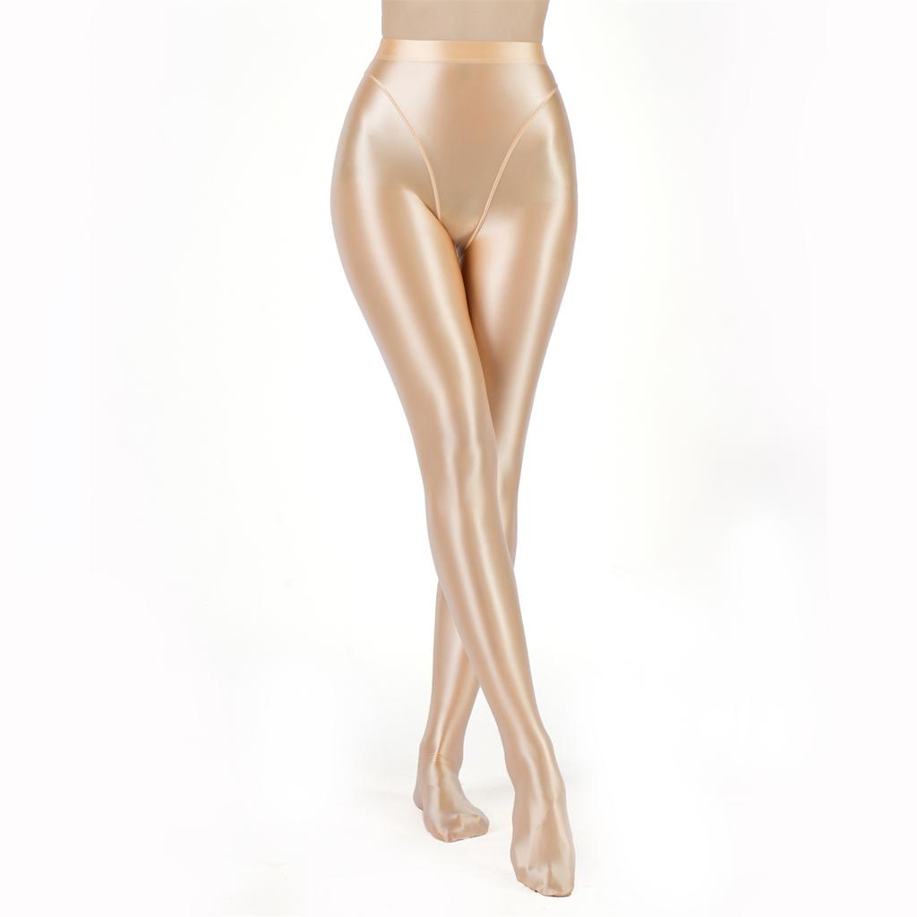Dames Metalliske Falske Todelte Tights Høy Midje Yoga Fitness Leggings