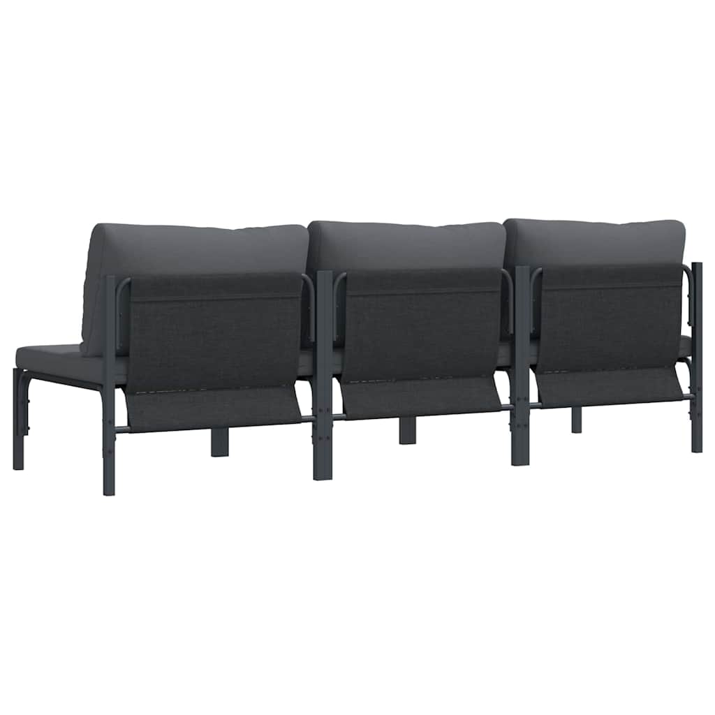 Garden Furniture Set with Cushions 3 Piece Anthracite 80 X 80 X 71 Cm Steel