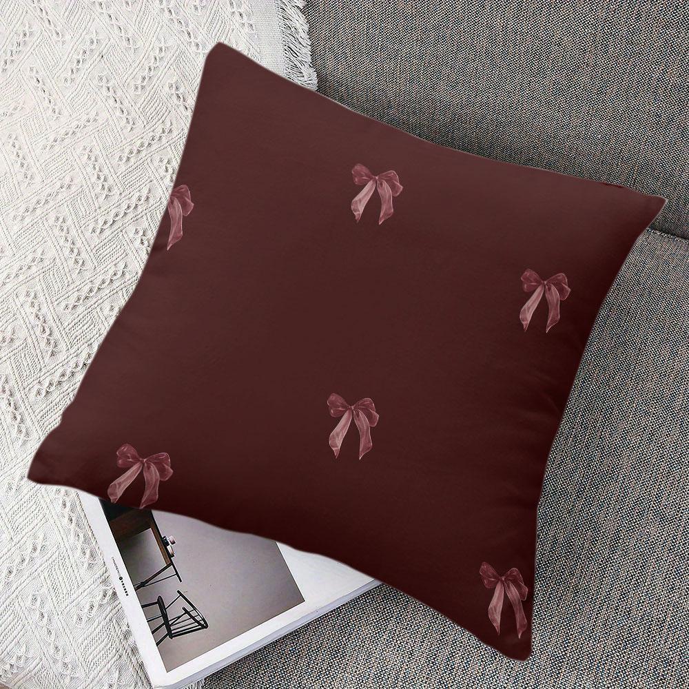 Burgundy Bow square Jacquard Pillow Cover for Sofa Office Waist Cushion Cover Home Decorative Pillowcase