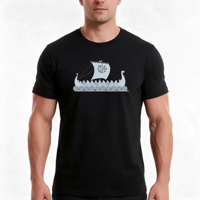 The Viking Longboat Tshirt Summer Casual Cotton Tee Oversized Streetwear Tops Vintage Graphic Print Loose Fit Short Sleeve