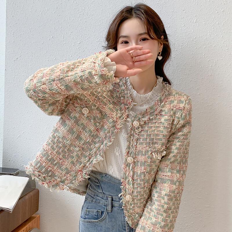 

Mokana Women s Elegant Plaid Long-Sleeved Jacket M