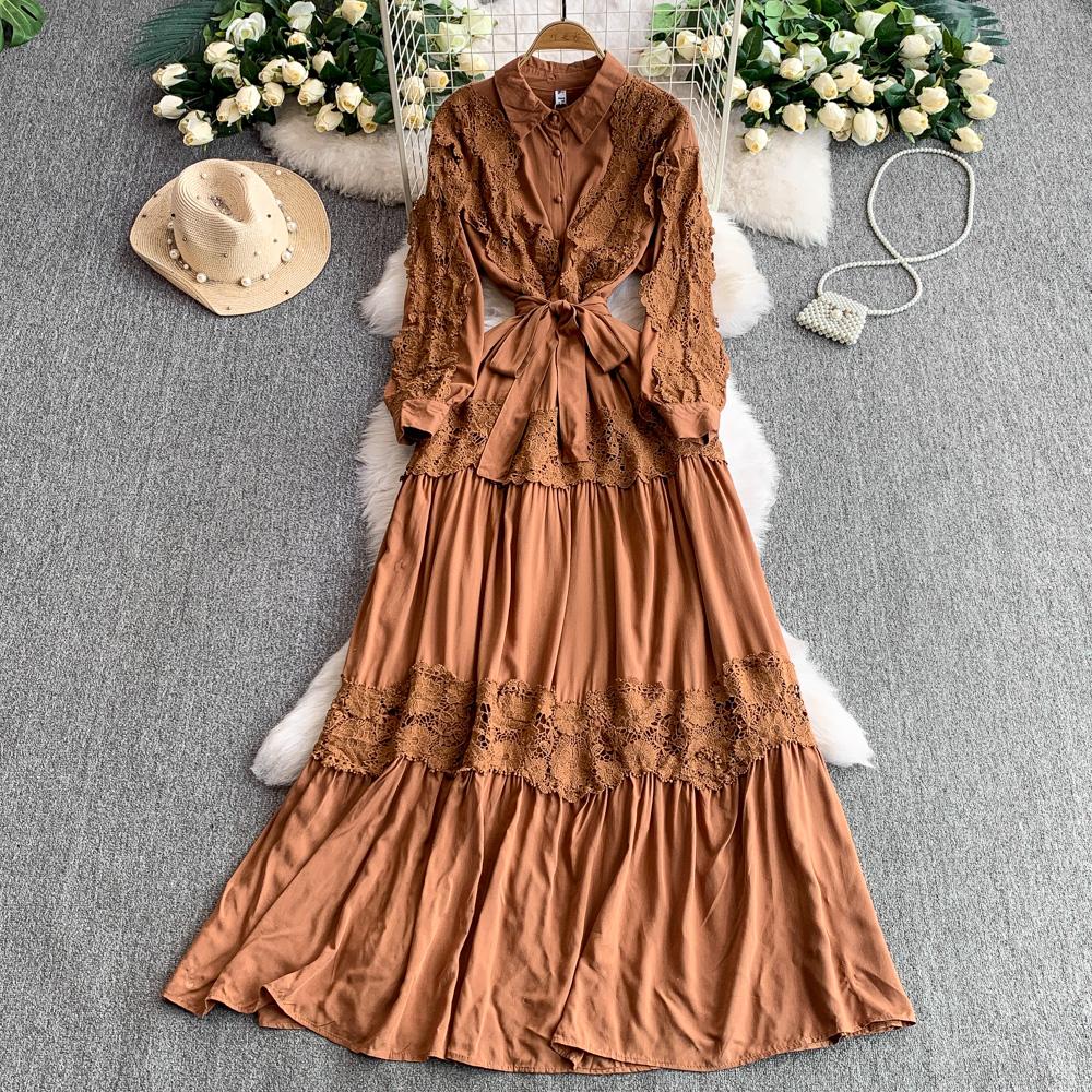 Sexy Chic Spleiset Blonder Rynket Kjole Elegant Koreansk Mote Slim Sommer Vintage Lang Kjole Dameklær