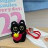 Cute Black Cat Keychain Pendant Backpack Hanging Plush Doll Kitty Cell Phone Charm Bag Keychain Halloween Pendant Keyring Decor