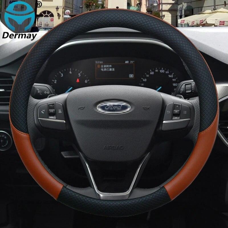

Для Ford Escape Kuga I II Van Escape автомобильный чехол на руль кожаный противоскользящий 100% брендовые автомобильные аксессуары DERMAY коричневый