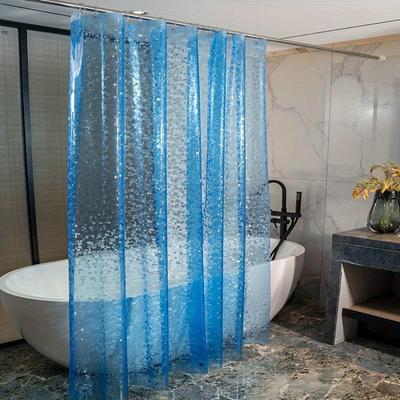 1Pc 3D Pebble Design Plastic Shower Curtain Lining, Thin Lightweight Ice Cube Plastic Bathroom Shower Room Inner Curtain