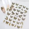 Xiaohongshu Best-Selling Butterfly Nail Stickers: Gold & Silver Cat Eye Quicksand Design.