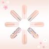 24pcs Square False Nail with 3D Flower Rhinestones Press On Nail Quick and Easy Application for Office or Party Use