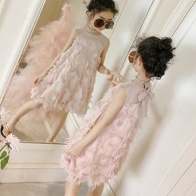 Children's Girls' Plus Size Solid Color French Vintage Mesh Dress Floral Dress Tank Dresses