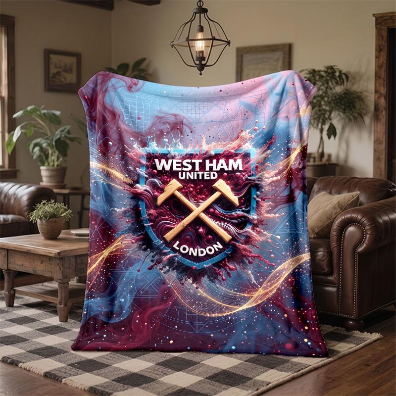 West Ham United Football Print Flannel Blanket Soft Warm Sofa Bed Throw Blanket For Home Office Bedroom