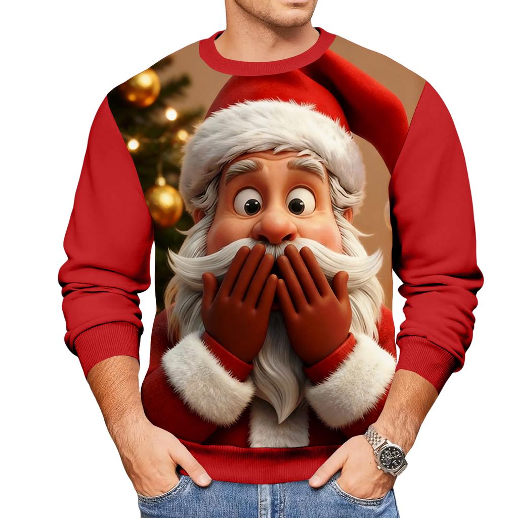 Weihnachtsdruck Lockerer Herren-Hoodie