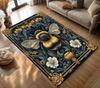 Blumen- und Bienen-Kunstteppich für Zuhause Wohnzimmer Schlafzimmer Küche Teppich Rutschfester Flanellteppich Maschinenwaschbare Fußmatte