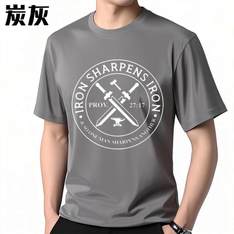 Funny Tshirt Rock For Him Oneck Tshirt Daily Wear Iron Sharpens Iron Proverb 27 17 Minimalist For Unisex Tee Shirt Rock Tshirt