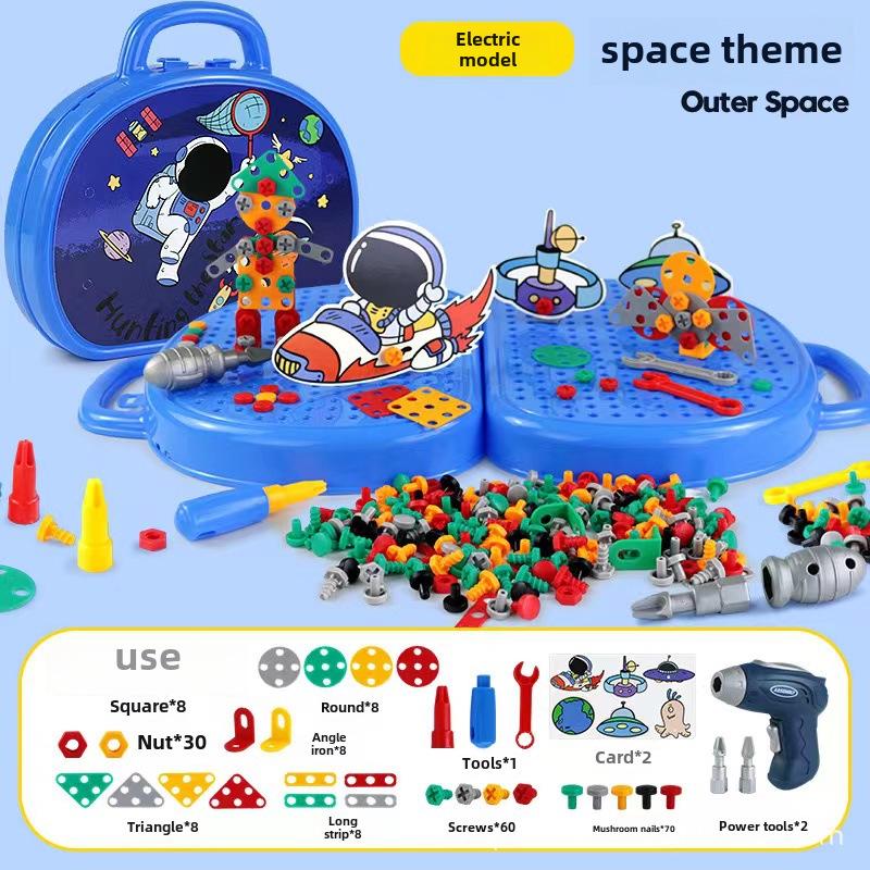 Assembly Toolbox for Kids: Electric Drill & Screwdriver Set with Disassemblable Screws