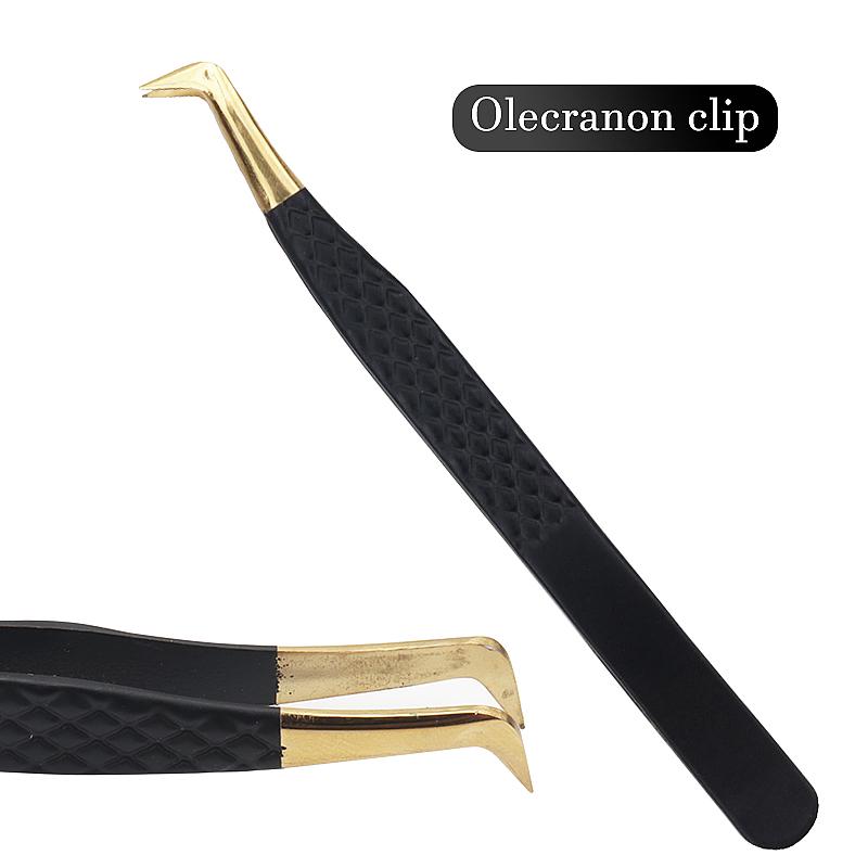 Professional Black Gold Stainless Steel Eyelash Tweezers High Precision Tweezers