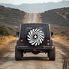 Spiral Star Pattern Spare Tire Cover - Black And White Stripes With Star Design, Durable Fabric, Suitable For Jeeps, Trucks, SUV
