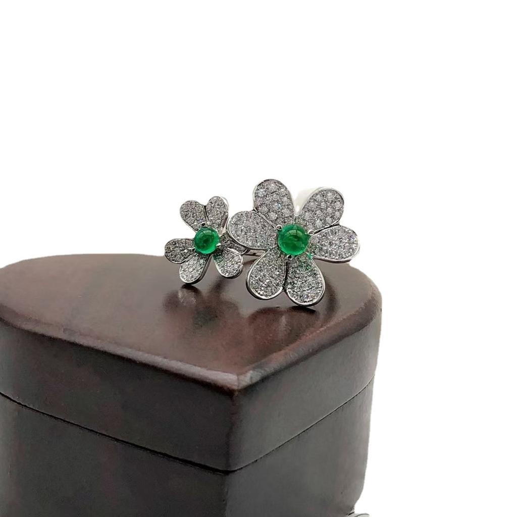 French Elegance Vintage Micro Zirconia Camellia Ring  Stamp Three Dimensional High Quality Adjustable Ring Party Wedding Gift
