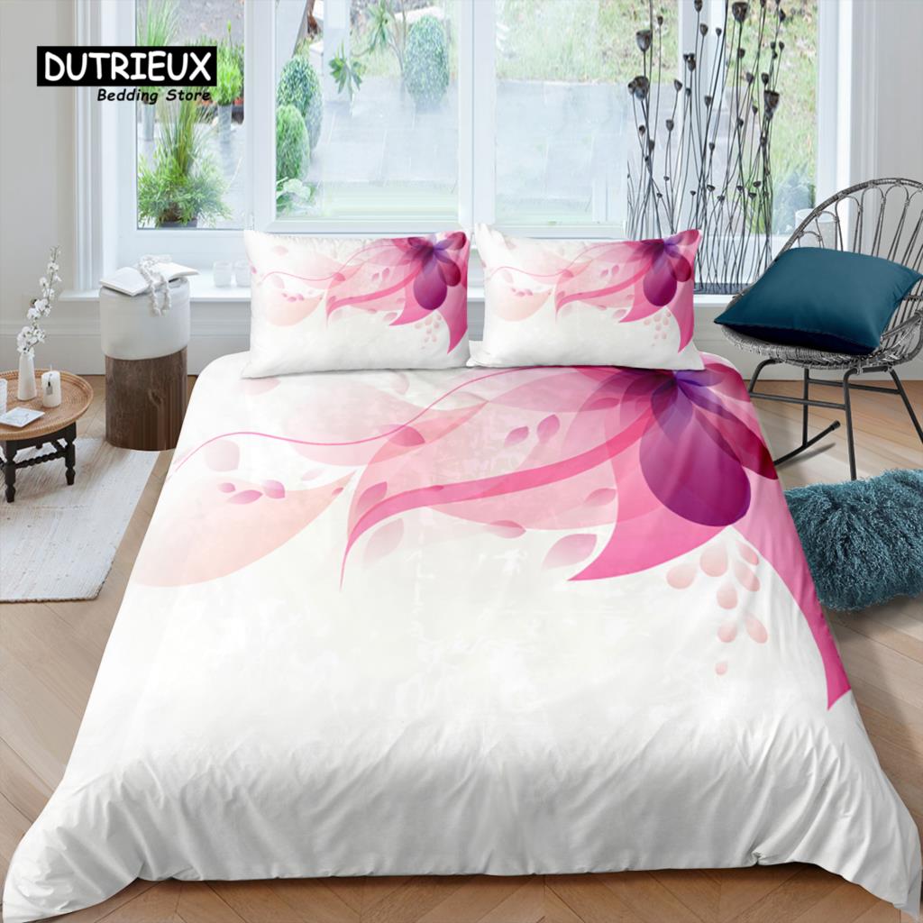 Home Living Luxury 3D Pink Flower Bedding Set Rose Duvet Cover Pillowcase Queen and King EU/US/AU/UK Size Comforter Bedding