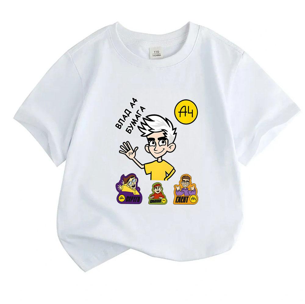 Kids Boys Girls 100% Cotton O-neck Short Sleeve T-Shirt, Cute Cartoon Character Printed Casual Soft Breathable Tee for Daily Wear School Summer Tops f