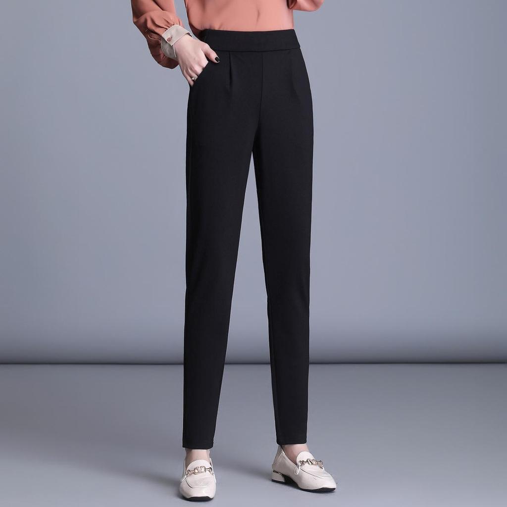 Women's High-Waisted Slimming Harem Pants - Plus Size, Casual, Nine-Point Length for Spring and Autumn