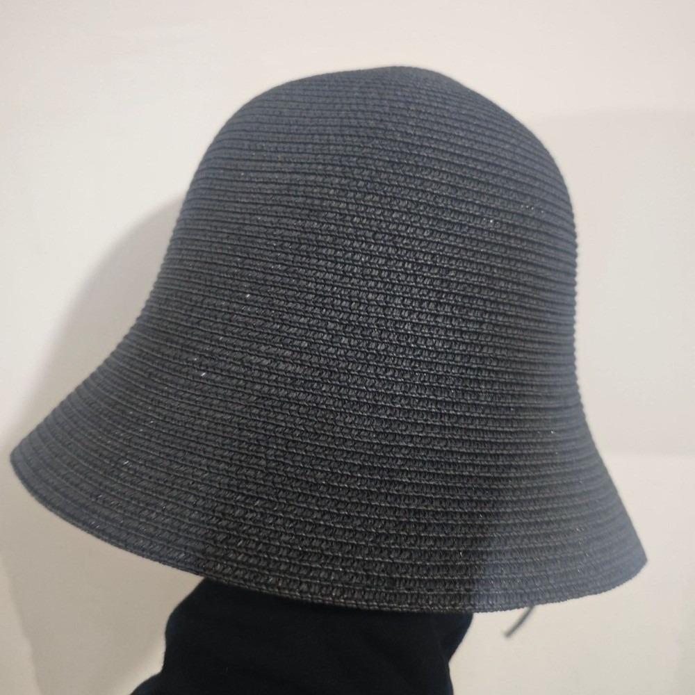 Fashionable Foldable Straw Hat Breathable Solid Color Sun Hat Hand Woven Japanese Style Bucket Hat for Travel чёрный