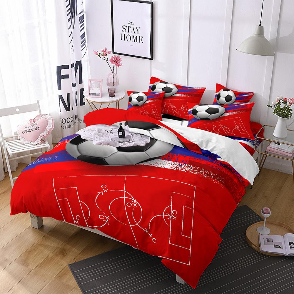 Football Comforter Cover Queen Size American Soccer Bedding Set Sports Games Duvet Cover Set for Boys Girls Teen for Living Room