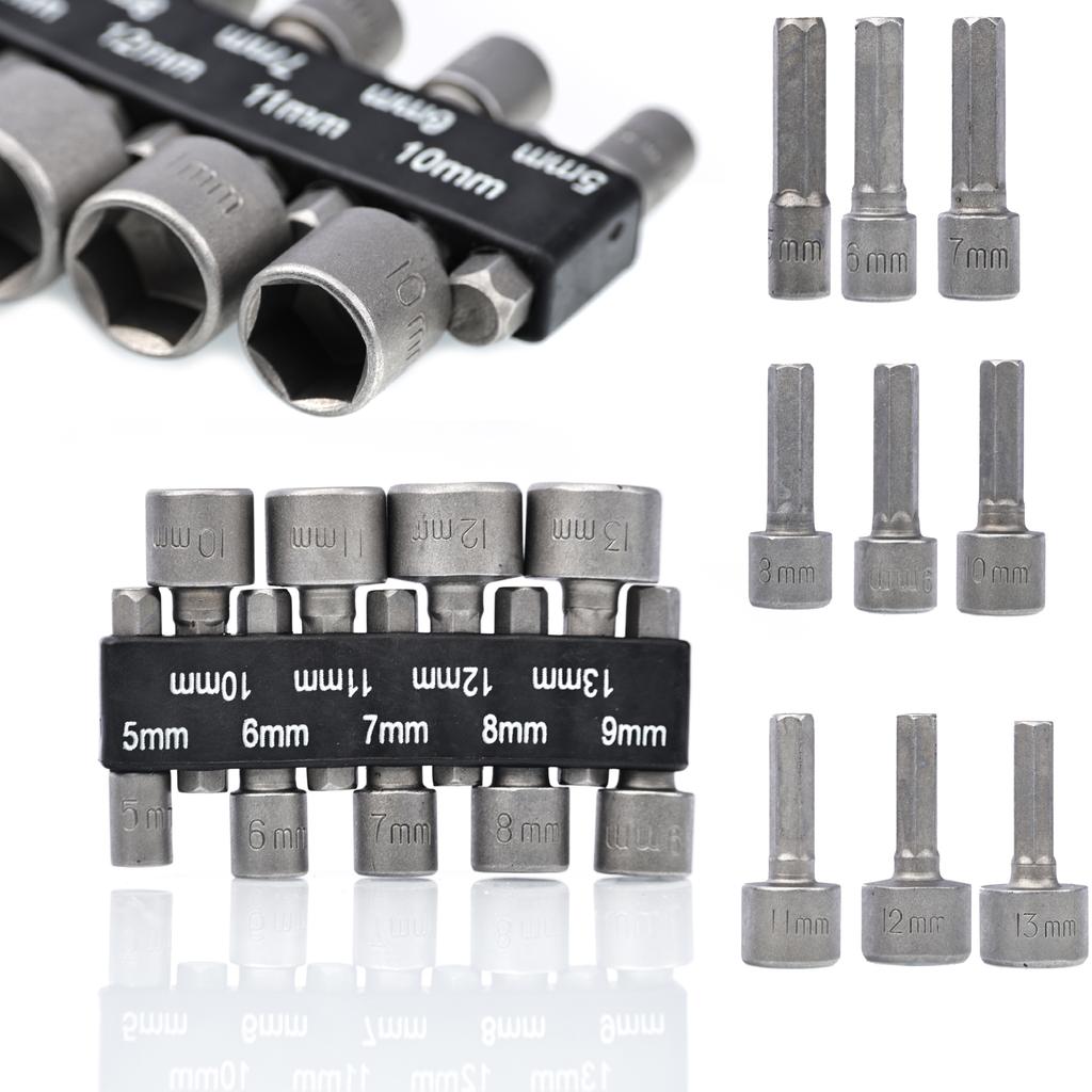 Rosfix Sockets 5-13mm, 1/4 mount 9pcs.