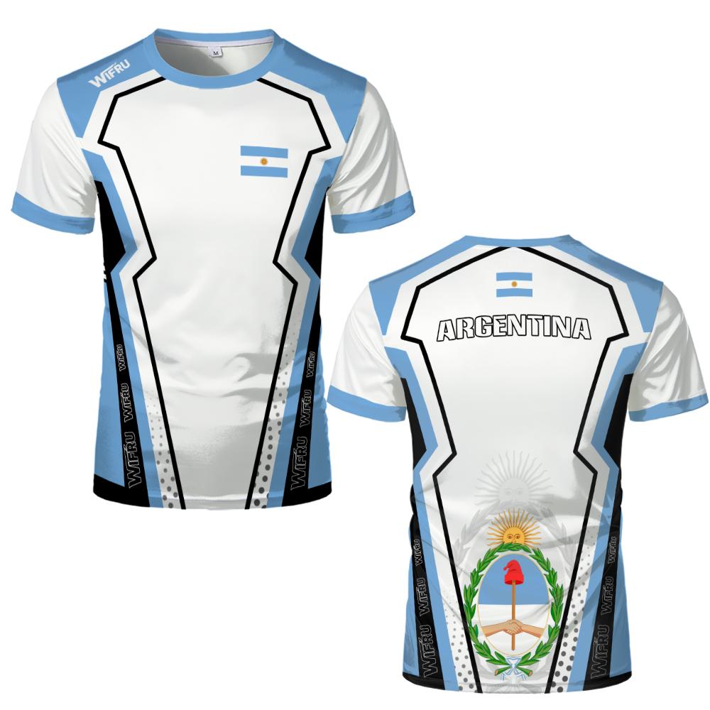 Argentinien Nationalflagge Print T-Shirt Herren Atmungsaktiv Und Schnelltrocknend Trainingsuniform Unisex Lässiges Kurzarm-T-Shirt