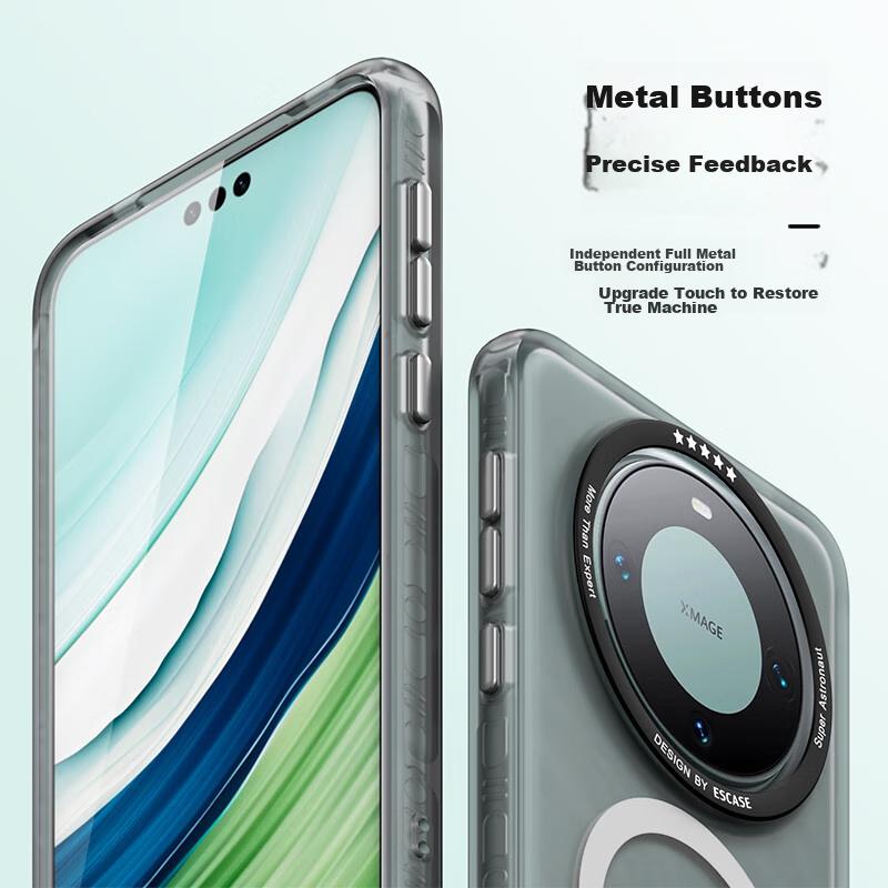 Huawei Mate60Pro/Pro+ Phone Case, Magnetic Full Coverage Shockproof Matte Frosted Hard, Ultra-Thin Simple High-End Business Outer Case, Elegant Black