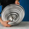 Stainless Steel Soup Bowl 12/14/16/18/20/22/24cm Silver Vegetable Washing Basin Large Capacity Heighten Salad Bowl