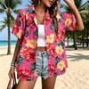 11 Colors Flowers Printing Shirt Summer Hawaiian Beach Vacation Clothing Women's Fashion Street Style Shirt Daily Men's and Women's Shirt
