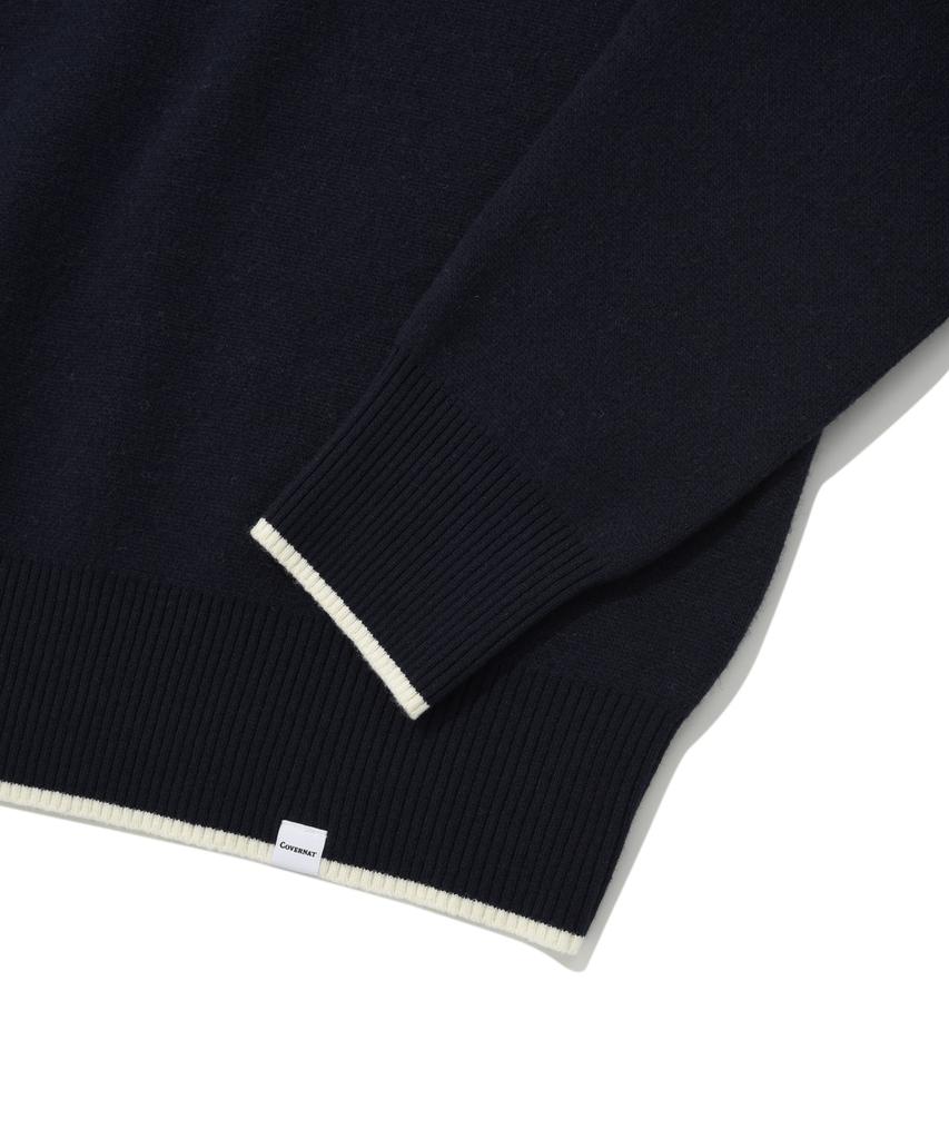 COVERNAT Lambswool Arch Logo Crewneck Knit Navy