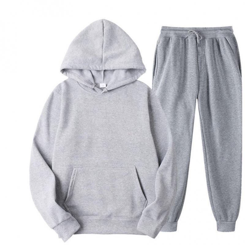 Men's Solid Color Suit Hooded Sweater Sports Two-piece Suit Sports Suit Men's Clothing