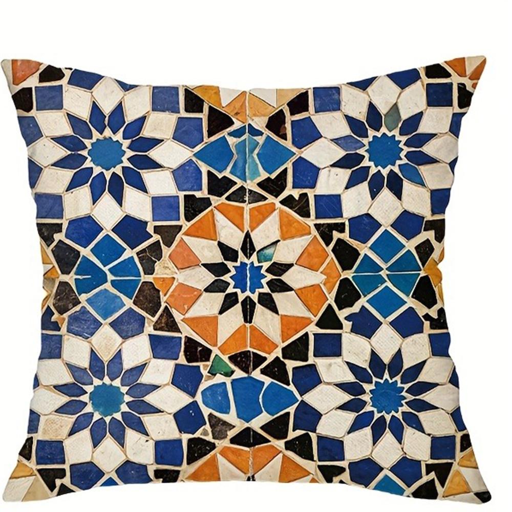 Colorful Mosaic Pattern Pillow CoversLiving room sofa cushion cover, soft and comfortable, bedroom room decoration
