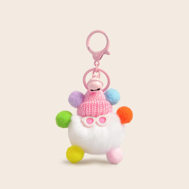 Fluffy Soft And Cartoon Rabbit Fur Keychain With Colorful Adorable Designs