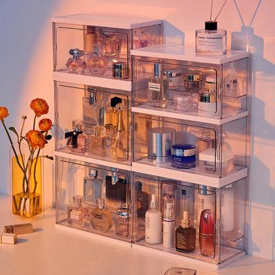 Boîte de rangement pour parfum Vitrine en acrylique anti-poussière Table de toilette simple de luxe léger Organisateur de bureau pour cosmétiques