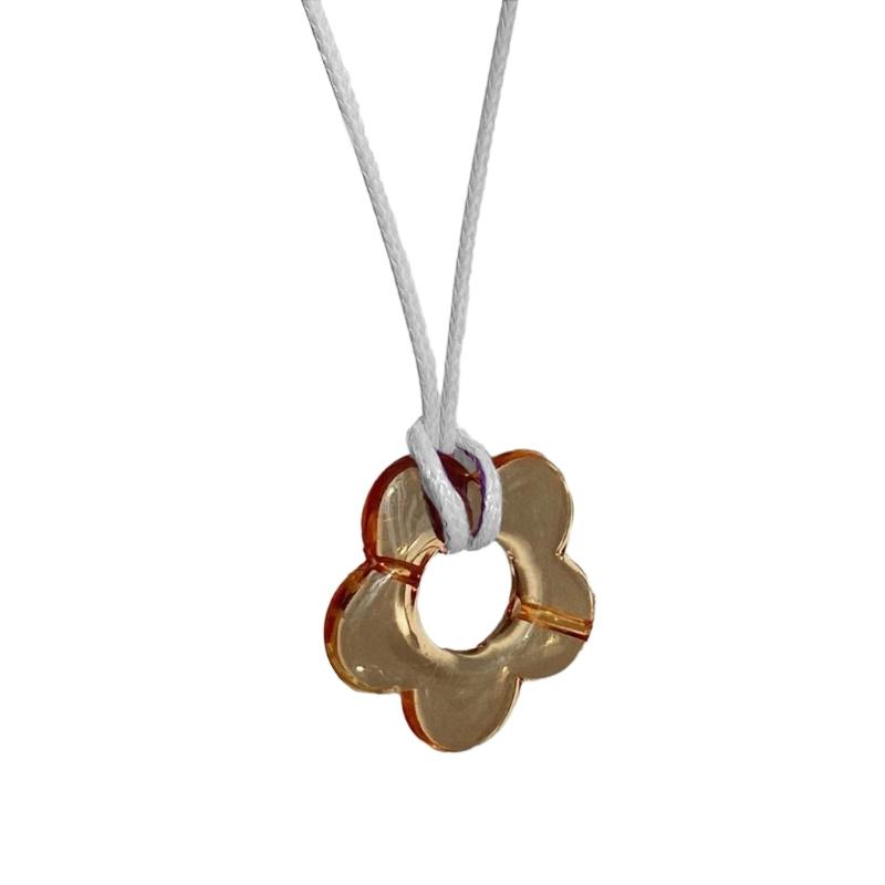 Темпераментная Длинная Шнуровка Ожерелье Элегантное Полое Цветок Подвеска Ожерелье Летний Чокер Ошейник Ожерелья Женские Украшения 1 оранжевый