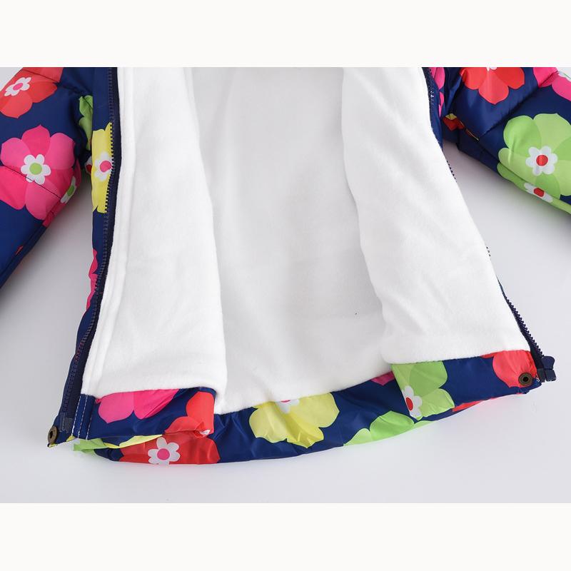 Autumn and Winter Children's Cotton Jacket Boys and Girls Fashion Printing Cartoon Big Boy Long Section Hair Collar Hooded Cotton Coat Jacket